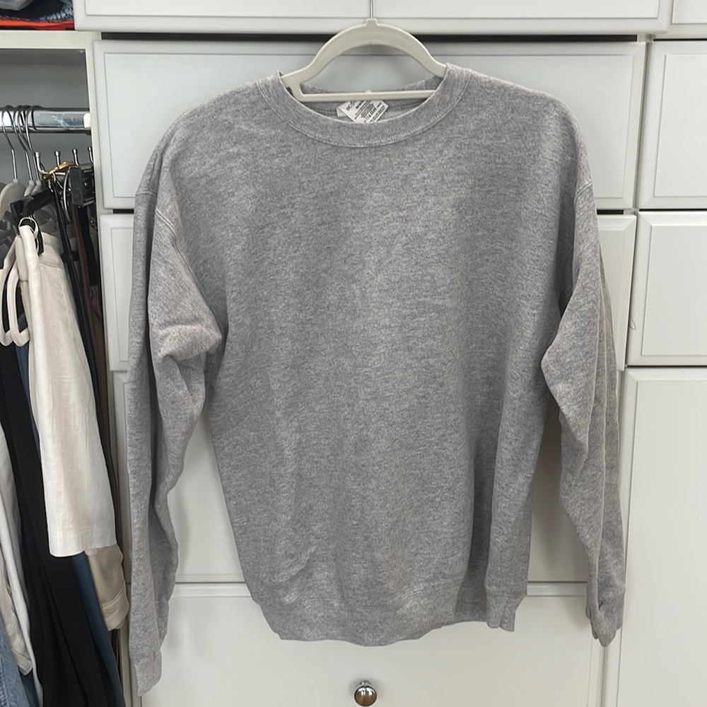 Plain grey sweatshirt. Great for layering